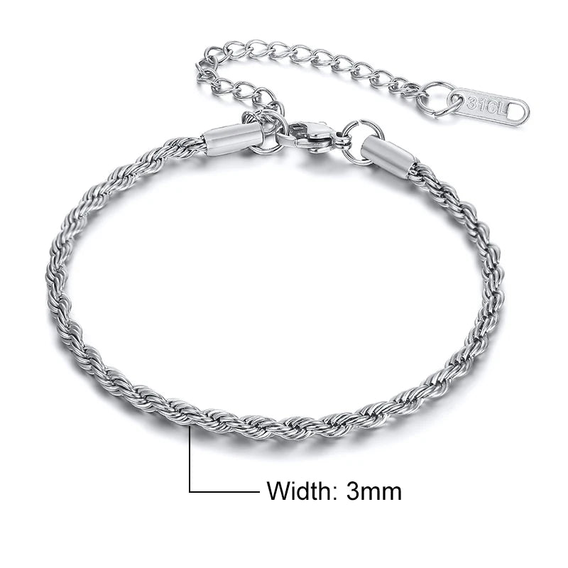 Ridge Silver Rope Bracelet