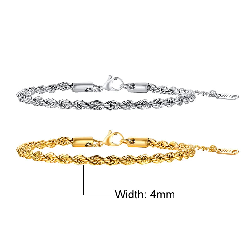 Ridge Silver Rope Bracelet