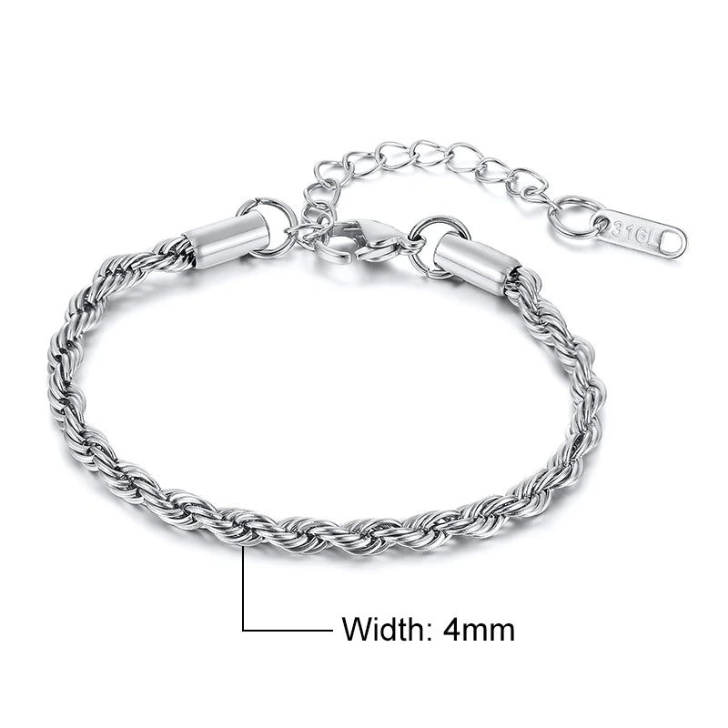 Ridge Silver Rope Bracelet