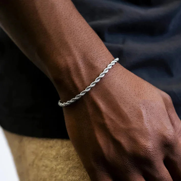 Ridge Silver Rope Bracelet