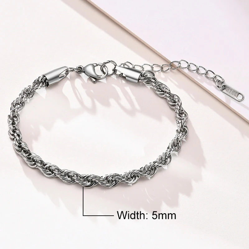 Ridge Silver Rope Bracelet