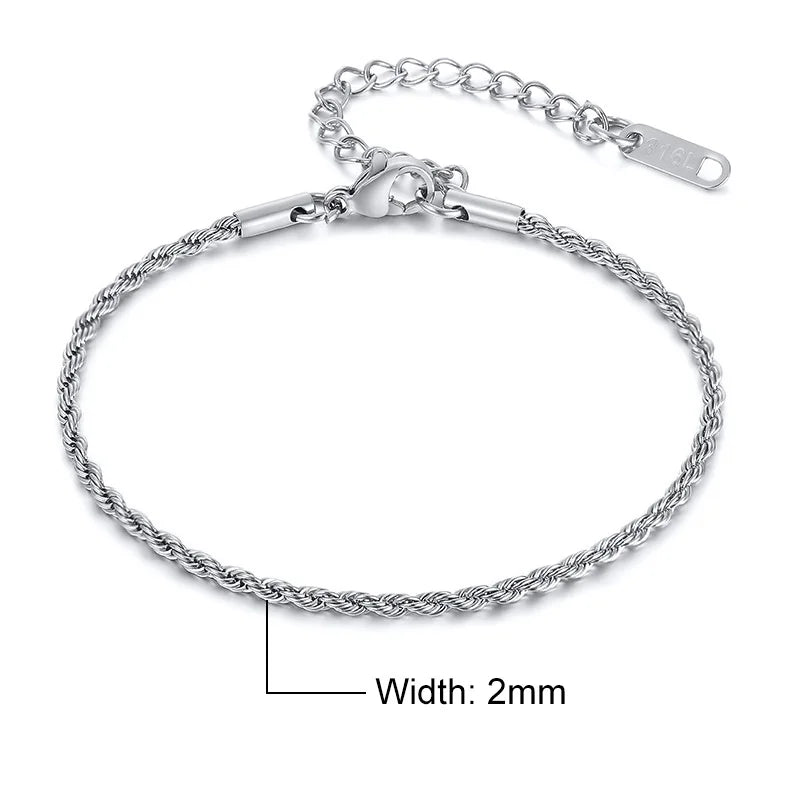 Ridge Silver Rope Bracelet